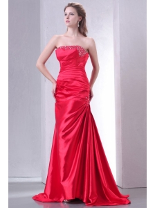 Brush Train Silver Column Halter Top Prom Dress with Beading