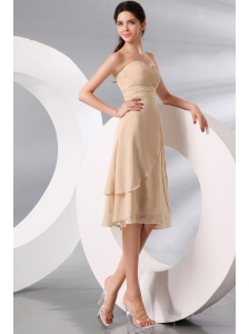 Champagne Sweetheart Knee-length Chiffon Prom Dress with Ruche