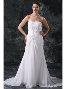 Elegant Column Sweetheart Lace Up Chiffon Wedding Dress with Beading