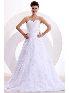 Brand New A-line Sweetheart Appliques and Ruche Wedding Dress