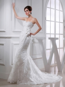 Sexy Mermeid  Sweetheart Court Train Lace Wedding Dress with Appliques