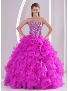 Unique Ruffles and Beading Sweetheart Floor-length 15 Quinceanera Gowns for 2014 summer