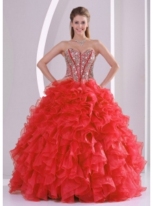 2014 Puffy Sweetheart Long Lace Up 2013 Quinceanera Dresses with Beading Ruffles