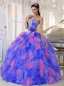 Appliques and Flowers Organza Popular Quinceanera Dresses for Sweet 16