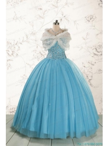Ball Gown 2015 Baby Blue Quinceanera Dresses with Sweetheart