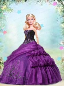 Purple Dress Made To Fit The Quinceanera Doll With Appliques
