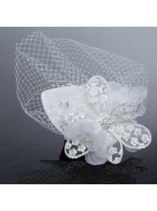 Fashionable Beading Tulle and Lace Hat Hair Ornament