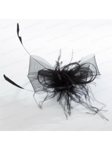 Simple Black Tulle Hairpins Birdcage Veils with Feather