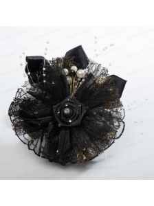 Summer Black Tulle Fascinators with Pearl