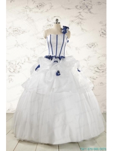 Elegant White One Shoulder Hand Made Flower Quinceanera Dress for 2015