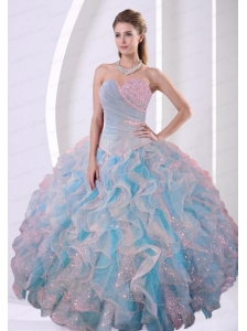 Sweetheart Beaded Decorate Long Quinceanera Dress with Special Fabric