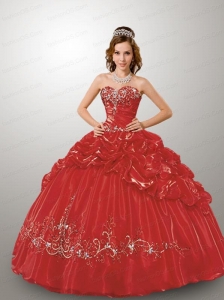 Fashionable Sweetheart Appliques and Pick-ups Red Dresses for Quince