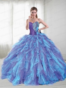 Wonderful Sweetheart Multi-color Sweet Sixteen Dress with Beading and Ruffles