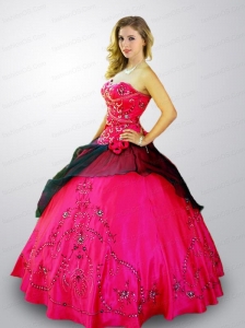 2014 New Arrival Sweetheart Embroidery and Beading Quinceanera Dress in Hot Pink
