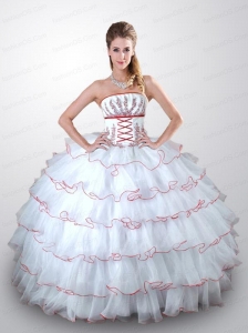 Popular White Quinceanera Dress with Beading and Ruffled Layers