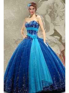 2015 Top Seller Sweetheart Blue Quinceanera Dress with Beading and Appliques