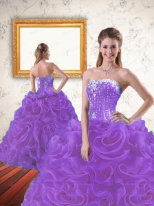 Exquisite Beading and Ruffles Lavender Sweet 15 Dress for 2015