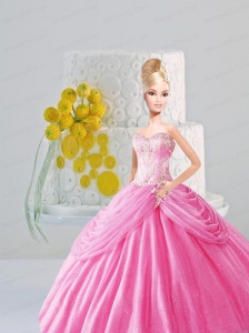 Appiques And Pick-ups Quinceanera Dress For Quinceanera Doll In Rose Pink