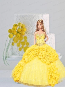 Yellow Quinceanera Dress For Quinceanera Doll With Pick-ups And Beading