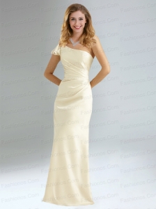 Popular Column Ruching Prom Dresses with One Shoulder