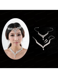 Princess Rhinestone Jewelry Set Including Necklace Tiara And Earrings