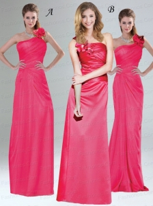 One Shoulder Floor Length Prom Dresses  with Hand Made Flowers