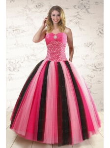 Unique Multi Color Sweet 15 Dresses with Beading for 2015