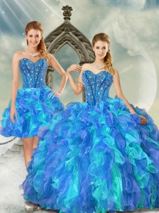 Detachable Beading and Ruffles Multi Color Quinceanera Dresses for 2015