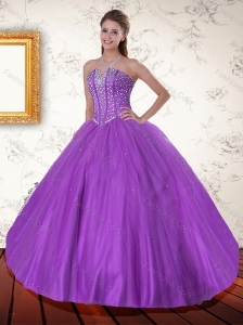 Beautiful Purple Sweetheart Quinceanera Dress with Beading for 2015