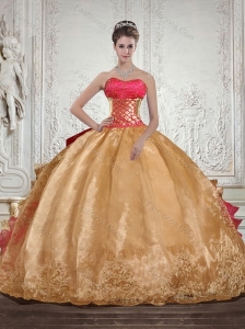 Luxurious Strapless Multi Color Quinceanera Dress with Beading and Embroidery