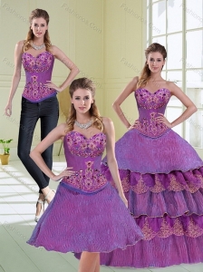 Luxurious Beading and Ruffled Layers 2015 Quinceanera Dress in Purple