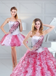 Popular 2015 Ruffles and Beading Multi Color Sweet 15 Dresses