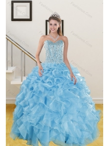 The Most Popular Ruffles and Beading Baby Blue Quince Dresses for 2015