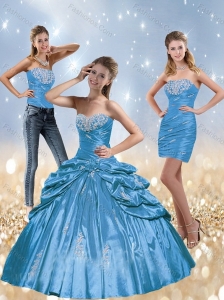2015 New Style Baby Blue Quinceanera Dresses with Beading and Pick Ups