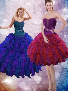 Cheap Multi Color Quinceanera Dresses with Ruffles and Beading for 2015