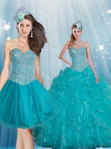 Gorgeous Sweetheart 2015 Turquoise Quinceanera Dresses with Beading