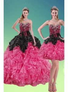 2015 New Style Beading and Ruffles Quince Dresses in Multi Color