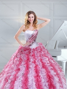 Cute Multi Color Strapless Quinceanera Dresses with Beading and Ruffles for 2015