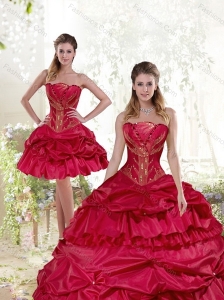 Sophisticated Beading and Pick Ups Quinceanera Dress in Wine Red for 2015