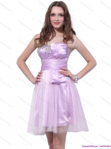 Popular Strapless Mini Length 2015 Prom Dresses with Ruffles and Beading