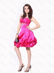 2015 Ruching Strapless Christmas Party Dresses with Pick Ups and Appliques