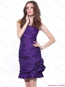 Popular 2015 Strapless Mini Length Christmas Party Dress with Ruching