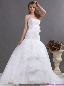 2015 Sophisticated Sweetheart Beach Wedding Dress with Brush Train