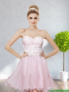 Cheap Sweetheart 2015 Baby Pink Prom Dresses with Appliques