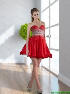 2015 Plus Size Sweetheart Red Short Prom Dress with Beading