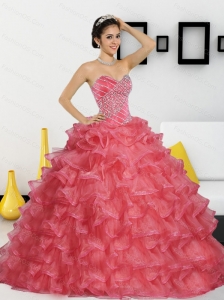 2015 Elegant Sweetheart Sweet 16 Dresses with Appliques and Ruffled Layers