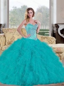 Exquisite 2015 Ball Gown Sweet 16 Dress with Beading and Ruffles