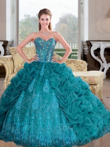Popular 2015 Sweetheart  Quinceanera Dresses with Beading and Pick Ups