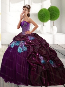 Pretty Sweetheart 2015 Quinceanera Gown with Appliques and Pick Ups