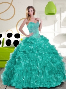 Pretty Sweetheart Beading and Ruffles Quinceanera Dress for 2015